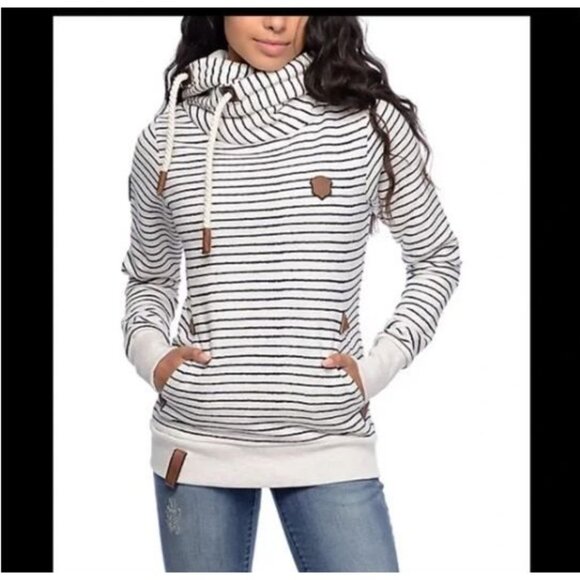 NAKETANO Darth X Striped Funnel Neck Pullover Hoodie Sweatshirt Size Medium 2210 - Picture 11 of 13